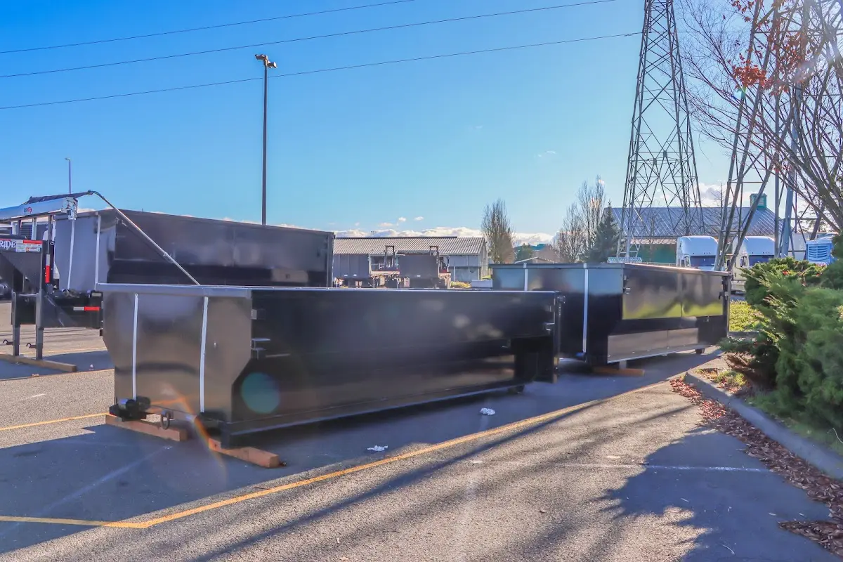 Roll-off dumpster ready for waste disposal at job site for 12 Yard Dumpster Rental in Rocky River